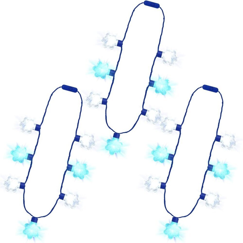 3PCS Christmas Light Necklace Light up, 3 Glow Modes Christmas Accessories, 7 Li